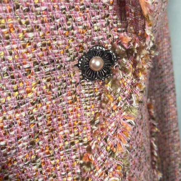 Valerie Stevens Pink tweed Blazer with Frayed Trim - Picture 9 of 10